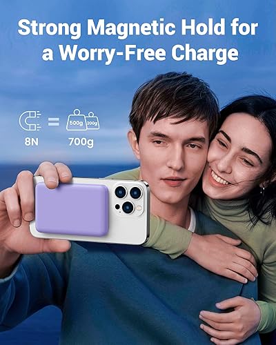 Miniatura 7 de Yiisonger Banco de energía inalámbrico, cargador portátil magnético delgado de 10000 mAh, 22.5 W PD de carga rápida, mini batería segura para Mag,