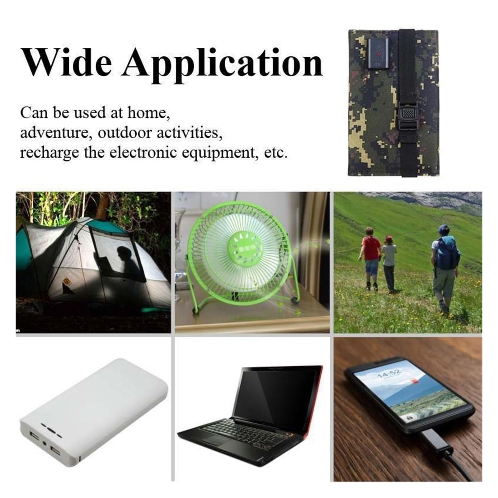 Składany panel słoneczny Power Bank do telefonu komórkowego Zewnętrzny wodoodporny akumulator USB akcesoriów kempingowych Wydajną Niezawodną(Black Design)