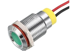 uxcell 12V Panel Indicator Light with Green LED and Metal Shell