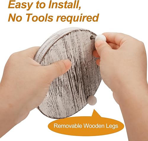 Miniatura 4 de Juego de bandejas de madera para velas de 4 tamaños, soporte redondo para velas, decoración rústica del hogar para velas de té, centro de mesa