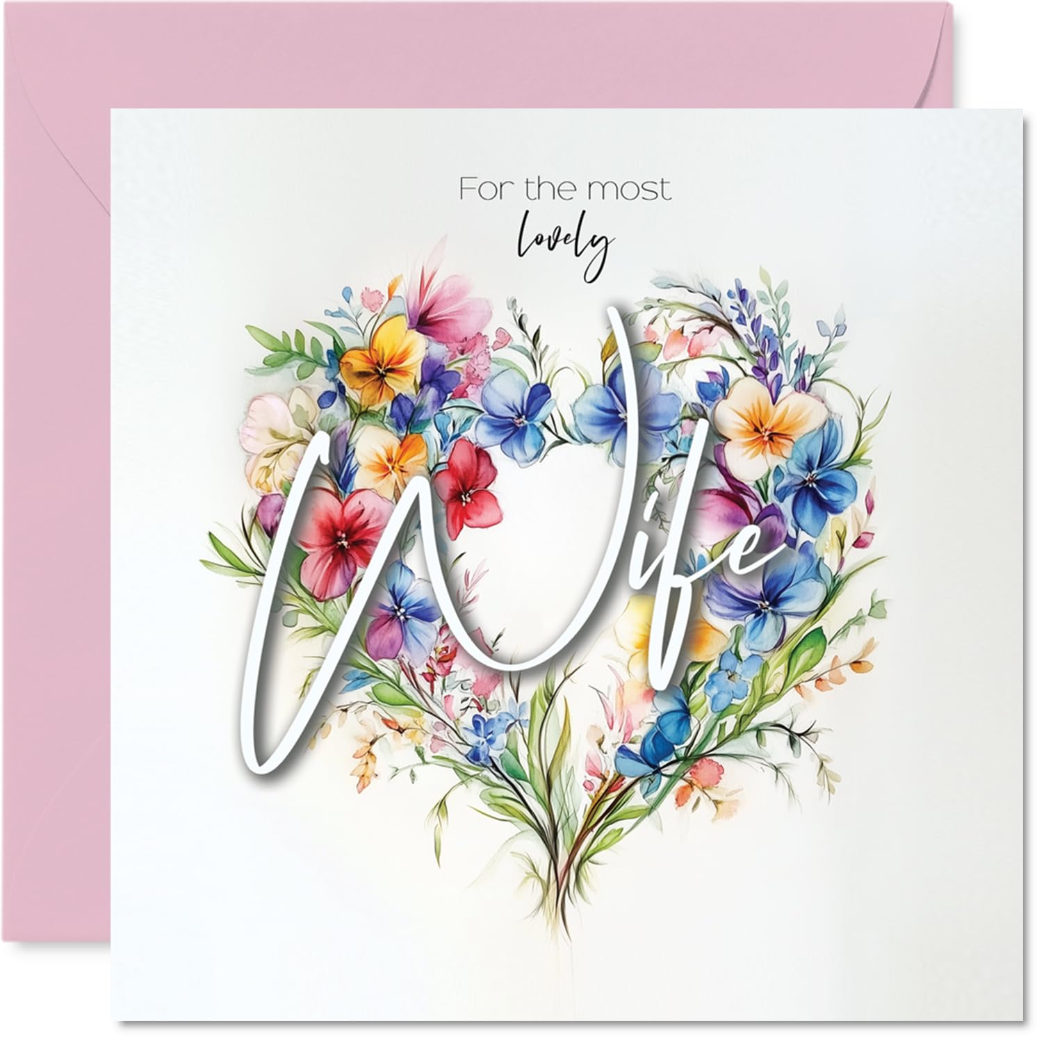 Wife Birthday Card, Heart of Flowers