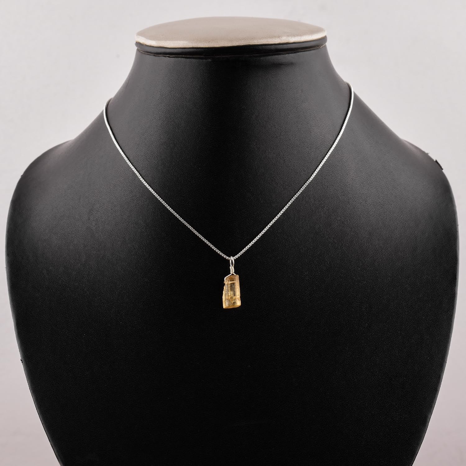 YANARA Natural Raw Imperial Topaz Stone Rough Crystal Gemstone Dainty Women Pendant Necklace, Chakra Healing Crystals, Birthstone, Silver Plated Chain 18 inch - Image 6