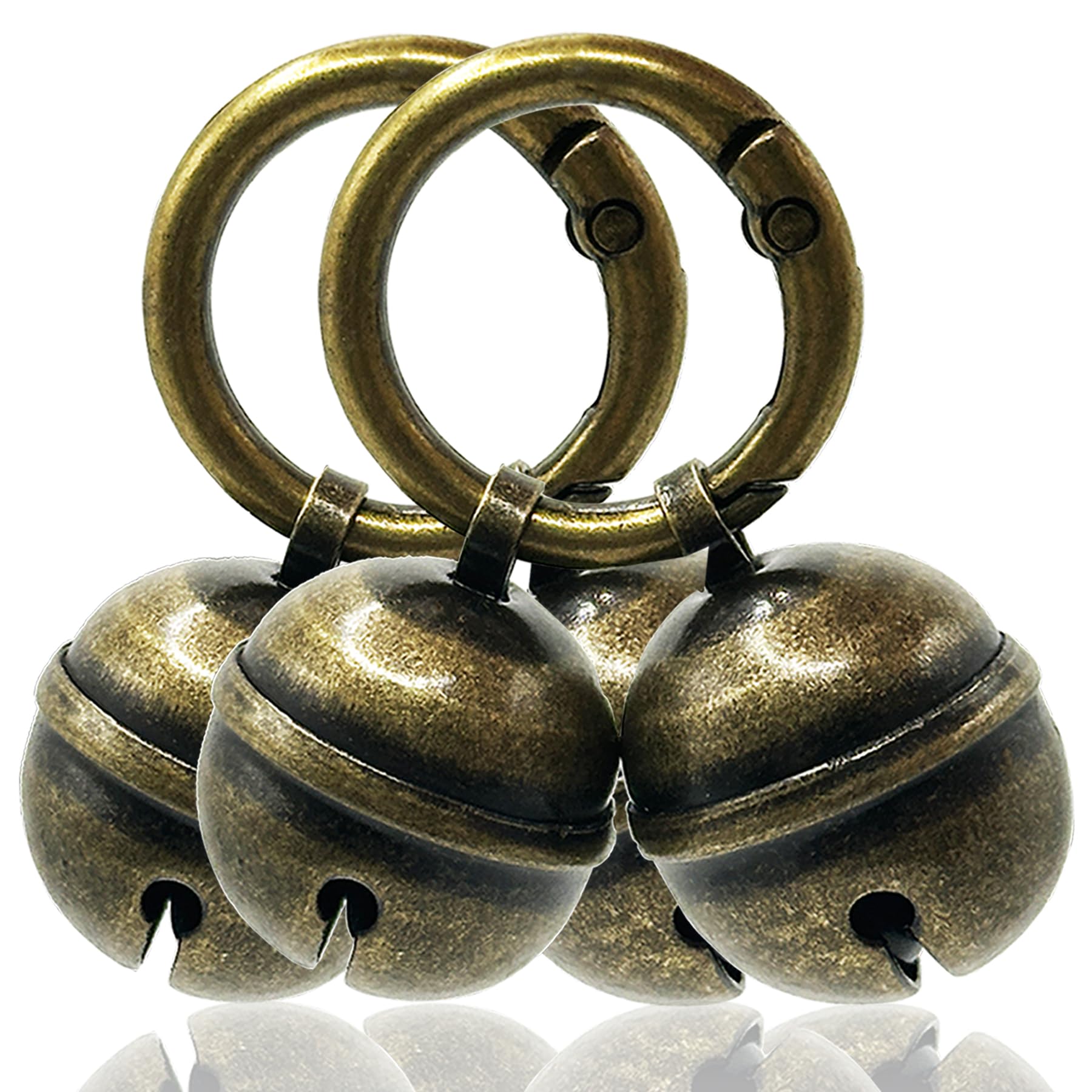 Tnkcter Bell Dog Collars,Bells For Dog Training To Go Outside,Copper Bells with Quick Clips with 2 Split Rings & 2 Carabiners,Attention:Not suitable for young pets