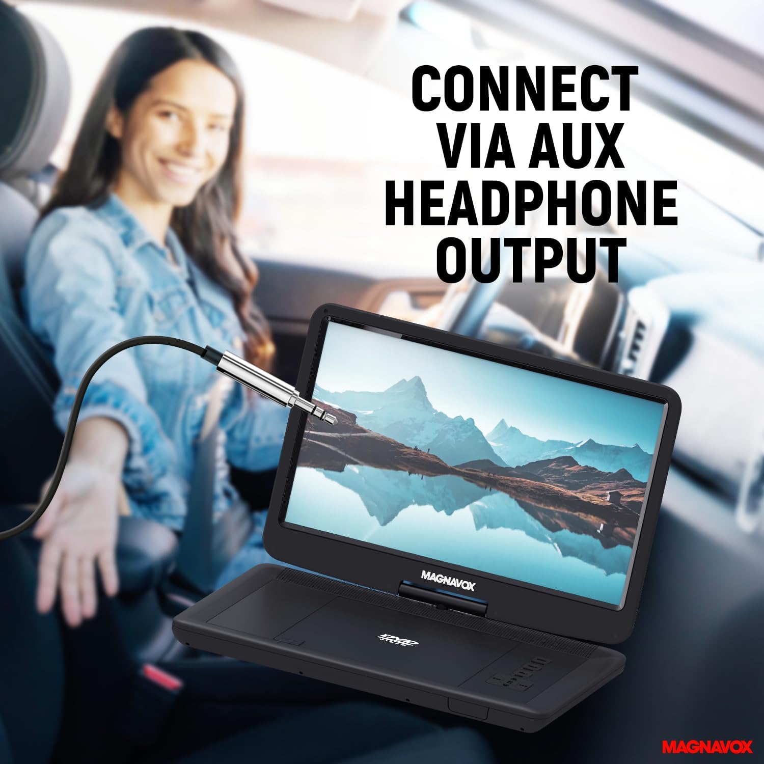 Magnavox MTFT754 Portable 11.6 Inch TFT Swivel Screen DVD/CD Player in Black | Rechargeable Battery | Swivel Screen Design | Great for Road Trips | Headphone Jack |