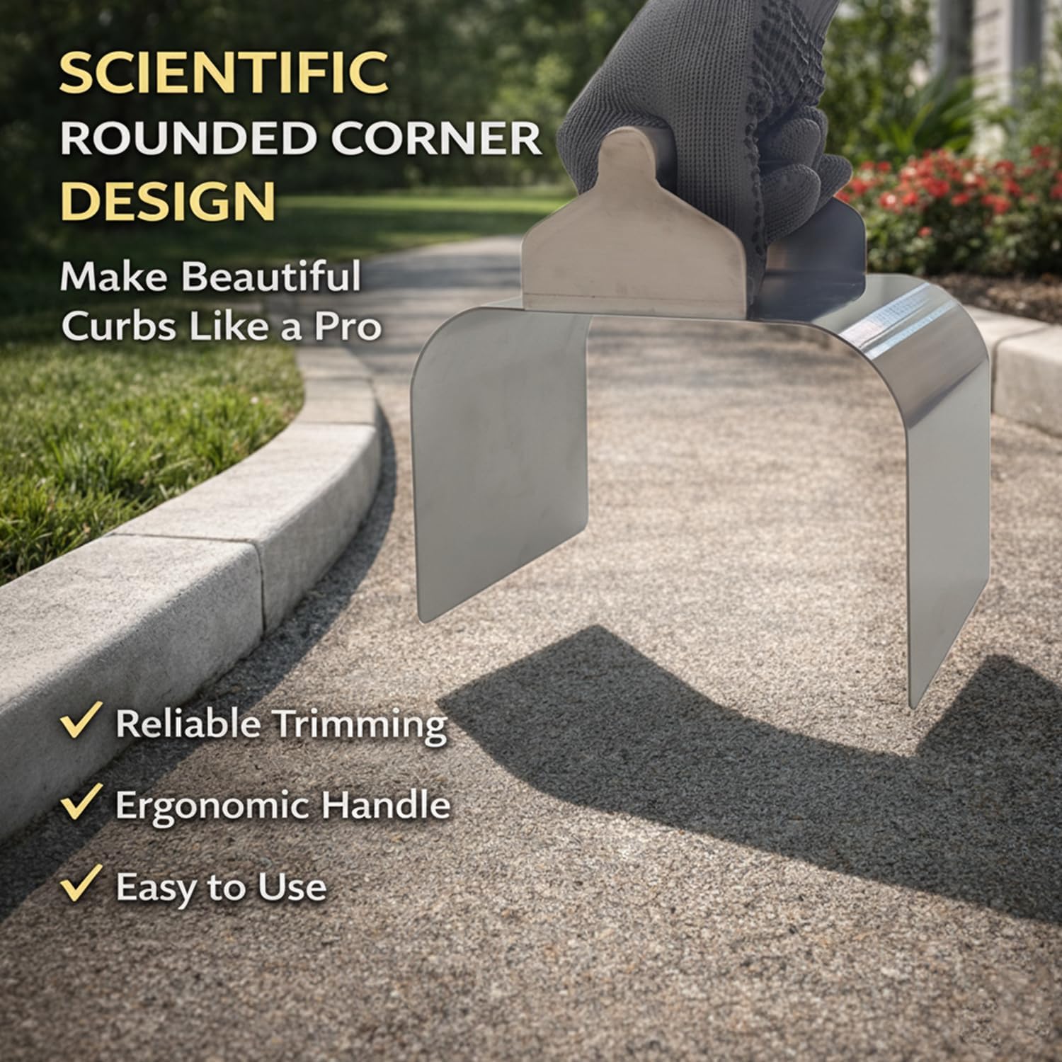 Landscape Curb Trowel Edger, Curb It Yourself, Curb and Gutter Shape Maker, Concrete Curb Trowel, Rectangular trimmer - 4" x 6" x 4" (Rectangular Curb It Yourself)