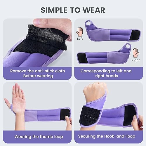Miniatura 6 de Sportneer Pesas de muñeca con agujero para el pulgar para hombres y mujeres, pesas para mano de brazo para correr, caminar, trotar, fisioterapia,