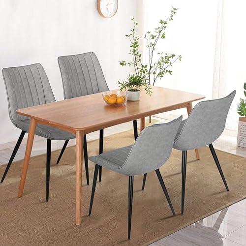 Miniatura 8 de AVAWING Juego de 4 sillas de comedor, modernas de mediados de siglo, sillas de comedor de ocio sin brazos, silla tapizada de piel sintética con