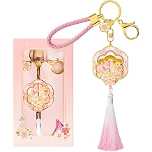 Wrist keychain for Women with Compact Mirror,Girls Pink Keychain with 3D Flower Design,Cute Bag Charms for Car Keys Handbags Backpacks