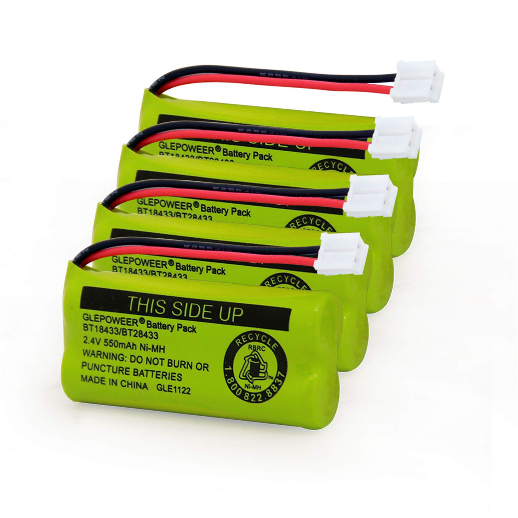 GLEPOWEER 2.4V Rechargeable Battery Compatible with Phones BT18433 BT184342 BT28433 BT284342 BT-8300 BATT-6010 BT1011 BT1018 BT1022 BT1031 89-1326-00-00/89-1330-01-00/CPH-515D(4 Pack)