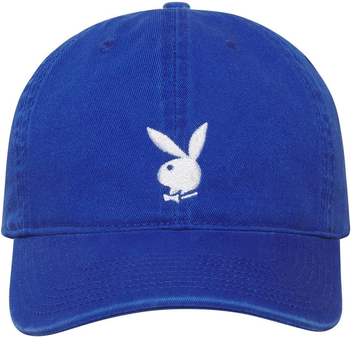 Playboy Adjustable Rabbit Head Logo Hat, Structured Embroidered Baseball Cap, Adjustable Fit