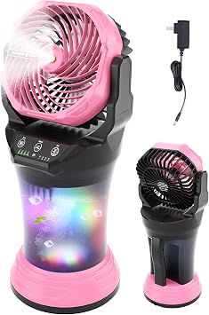 30000mAh Misting Fan Portable Battery Powered Fan with 2L Water Tank,Portable Mist Cooling Fans for Outdoor Camping Tent Travel-120Auto Oscillating,4 Wind Speeds & Spray Modes,RGB Light Pink