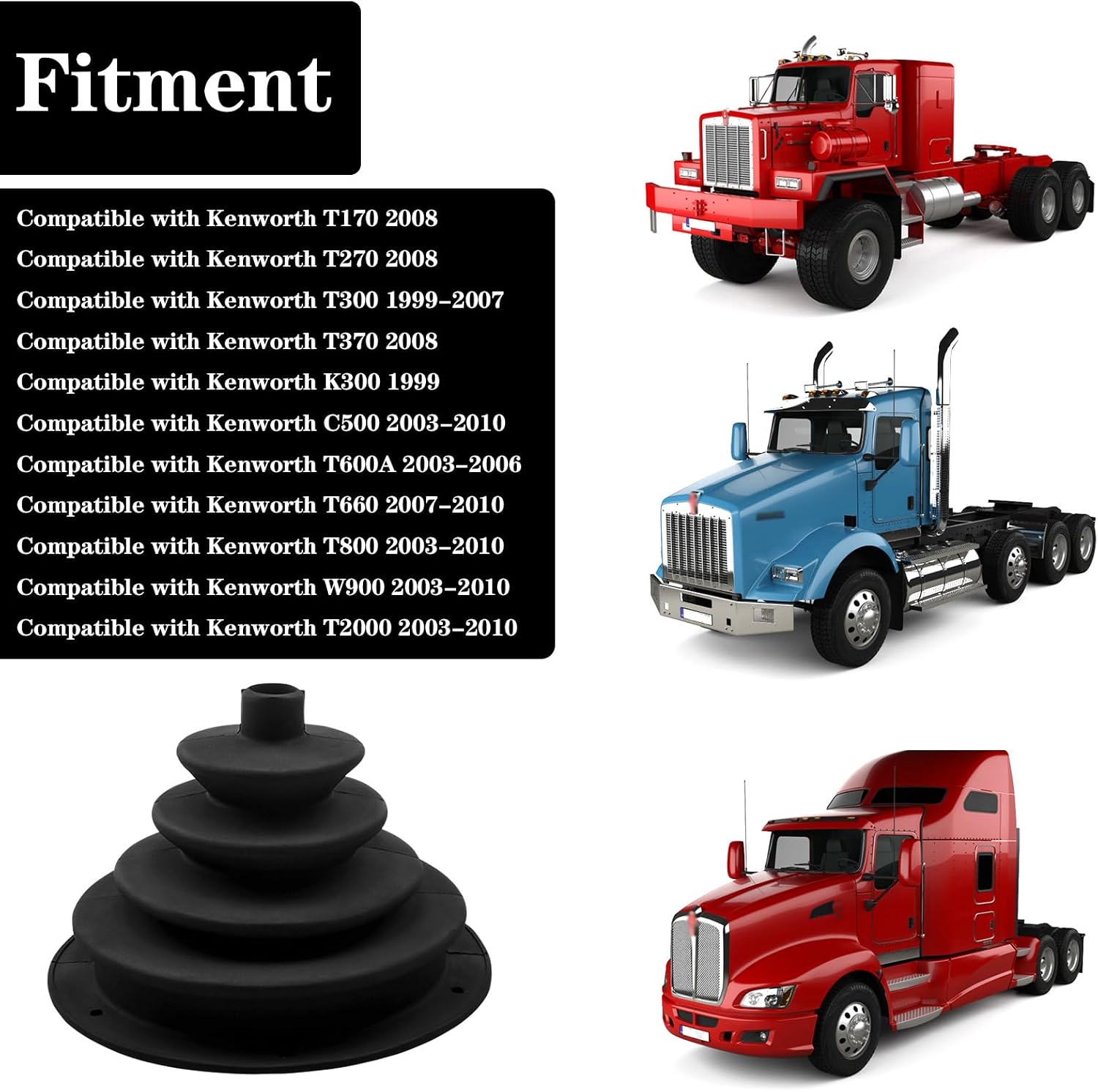 Shifter Boot Fit for Kenworth W900 T660 T800 T2000 T370 T300 T270 T170 T600A C500 K300 1999-2010, Transmission Shift Boot Replace K042702 K042-702 924-5406 562.7593