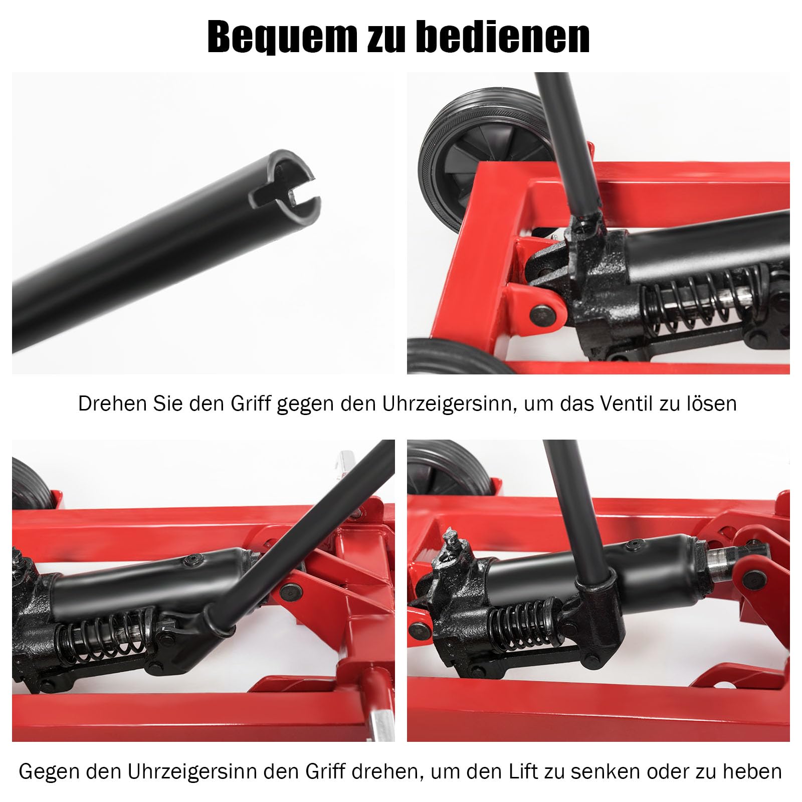 RELAX4LIFE Rasentraktorheber mit Hydraulischer Pumpe 2 Rädern, Rasenmäherheber mit 3 Verstellbare Höhen & 4 Verstellbare Breiten, Reinigungshilfe für Rasenmäher Aufsitzmäher Quad, Hebebühne Metall