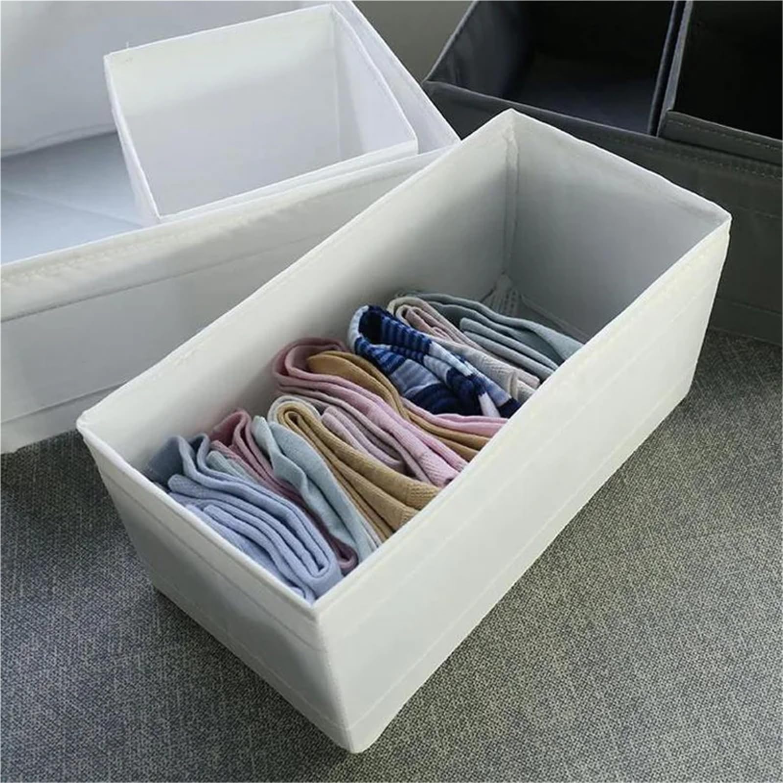 Organizador Armario Compartimento organizador de ropa, caja almacenamiento plegable, for el hogar(6pcs set white)