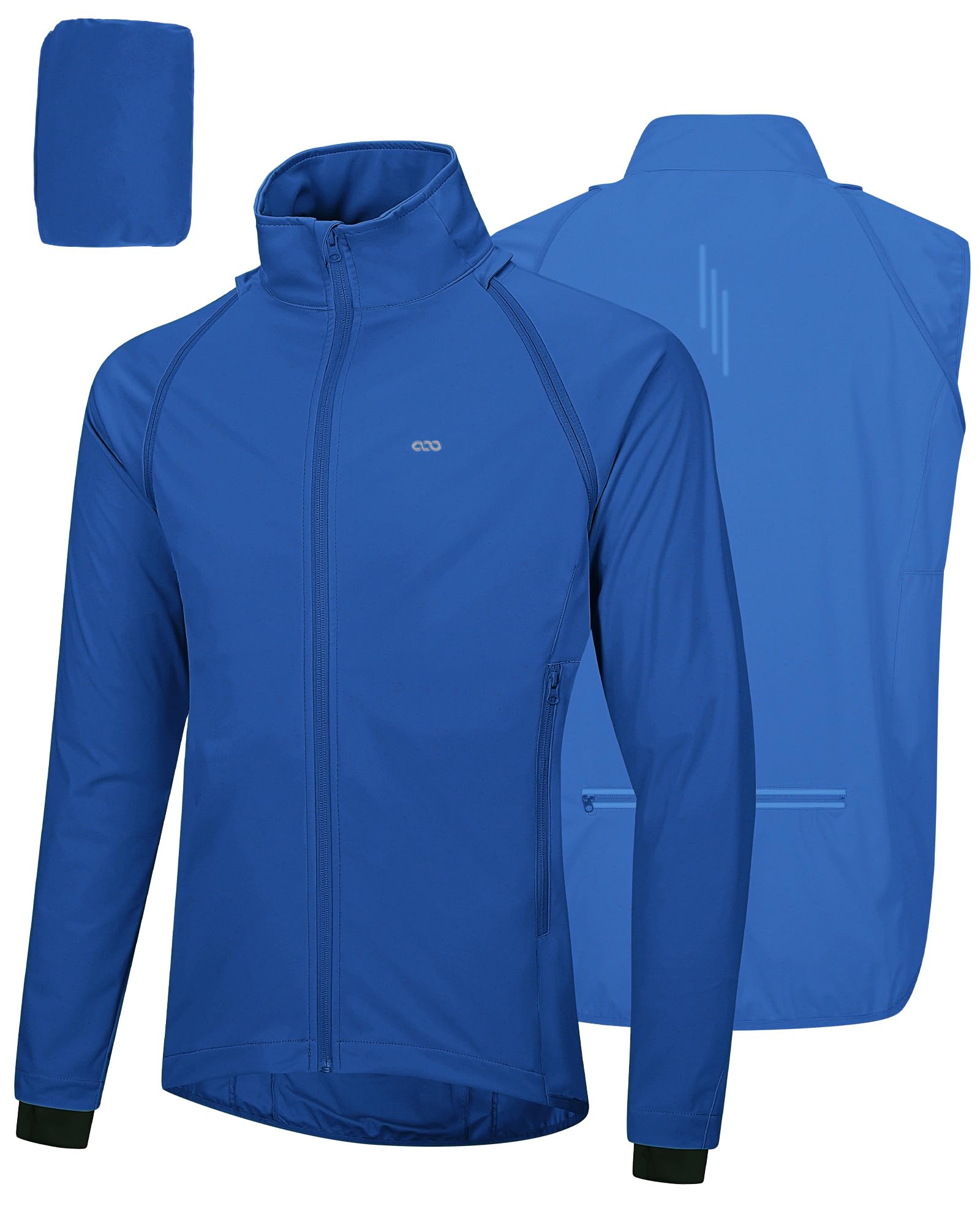 33,000ft Fahrradjacke Herren Wasserdicht Atmungsaktiv UV-Schutz Leicht Fahrradweste mit Abnehmbaren Ärmeln, Reflektierend Regenjacke Laufjacke Packbare Jacke für Männer