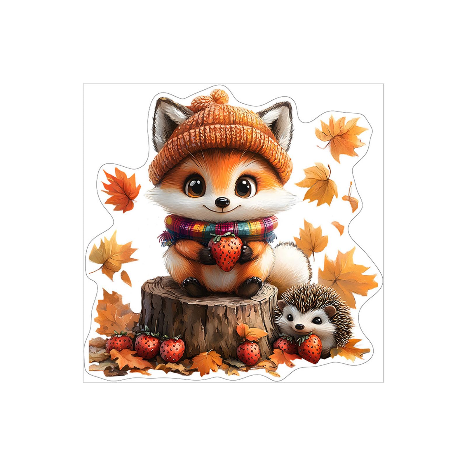 Tsophreniq Seasonal Animal Statics Cling Decal Adhesive PVC Sticker Fall Harvest Holiday Decorations for Glass Window and Door Statics Adhesive Sticker