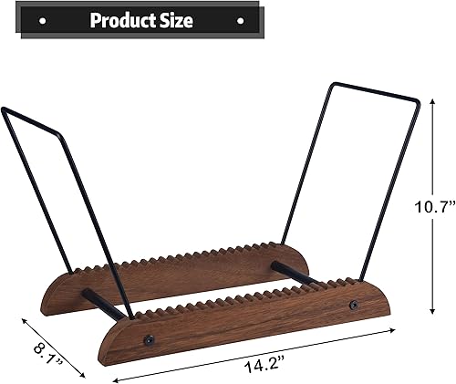 Miniatura 3 de Extra-Large Vinyl Record Storage Holder Modern Album Display Solid Wood Stand with Black Metal Rack Home Decor Organizer for Vinyl Record, Holds up