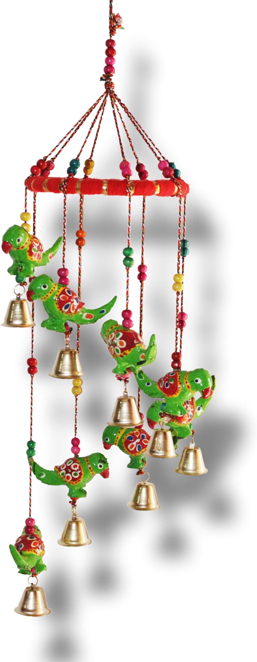 Metal Recycled Material Handcrafted Rajasthani Door Wall Hanging Decorative Furnishing Showpiece (Green Parrot)