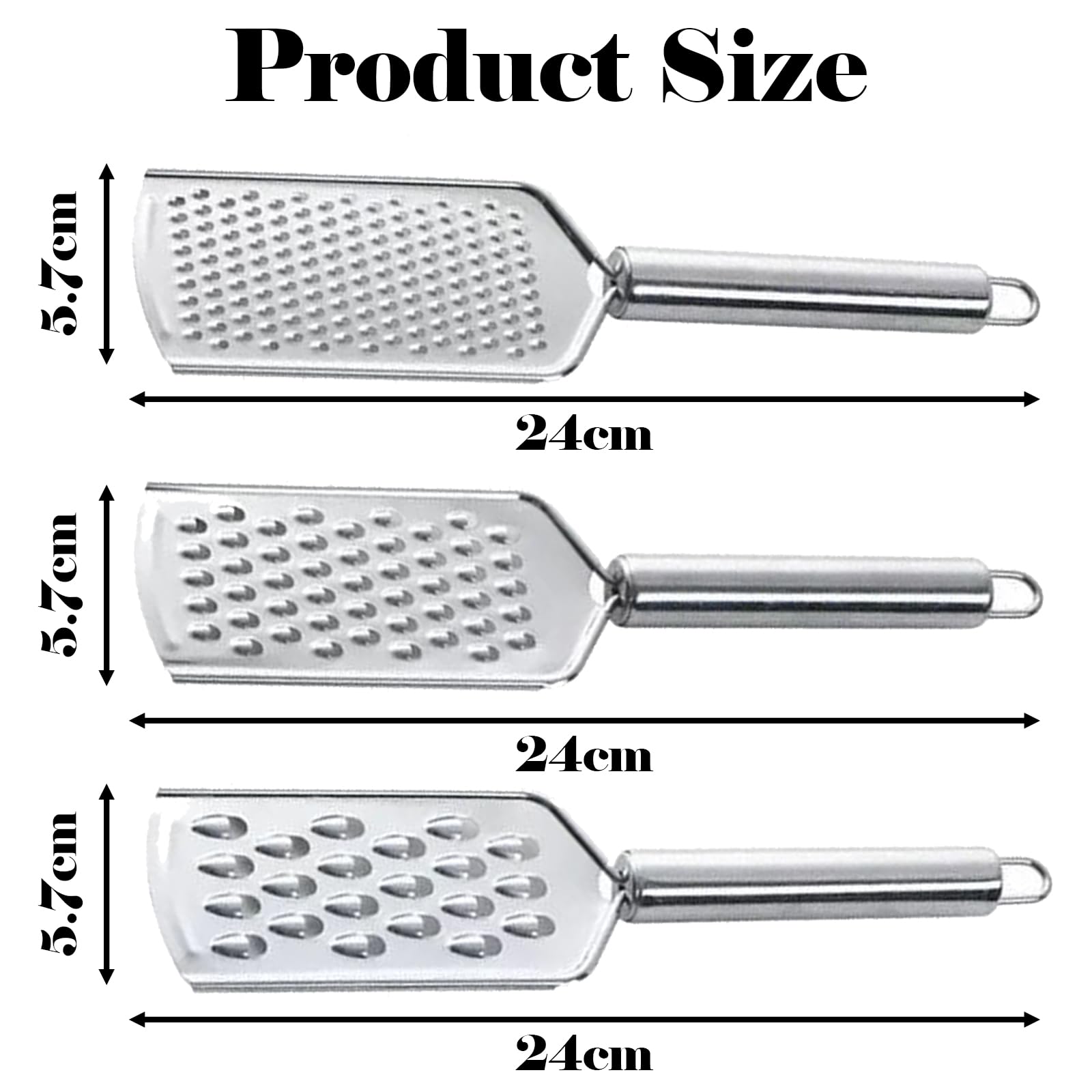 Cheese Grater, 3 Pcs Multifunctional Grater with Handle, Graters for Kitchen Used for Grate Chocolate Cheese, Carrot, Ginger - Image 2