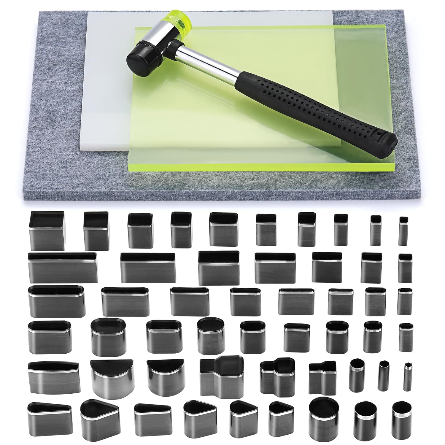 52 Shape Style Leather Hole Punch Tool, Leather Punch Mat