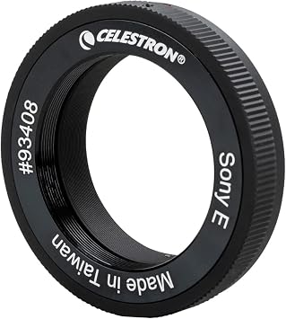 Celestron Sony E Mount T-Ring with 42mm Diameter Thread - for Terrestrial and Celestial Imaging, Compatible with Sony E-Mount Mirrorless Cameras and Celestron T-Adpaters, Black