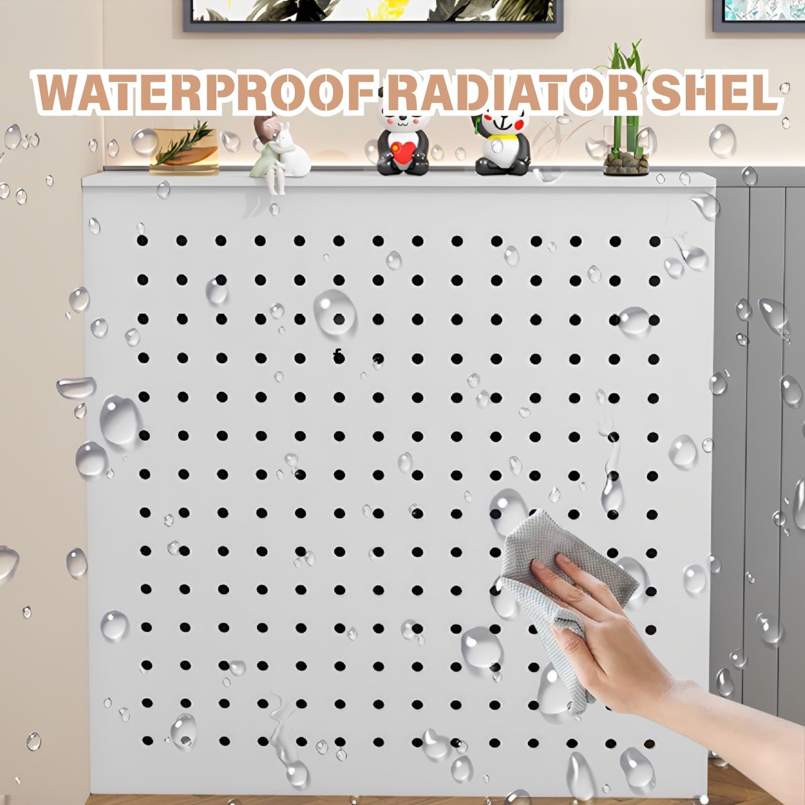 Copri Radiatore Moderno E Copritermosifone | Armadio Riscaldante E Copricalorifero A Griglia | Copri Mensola Decorativo In Legno for Casa, Soggiorno, Bagno(Nero,70Lx70Hx20W cm)