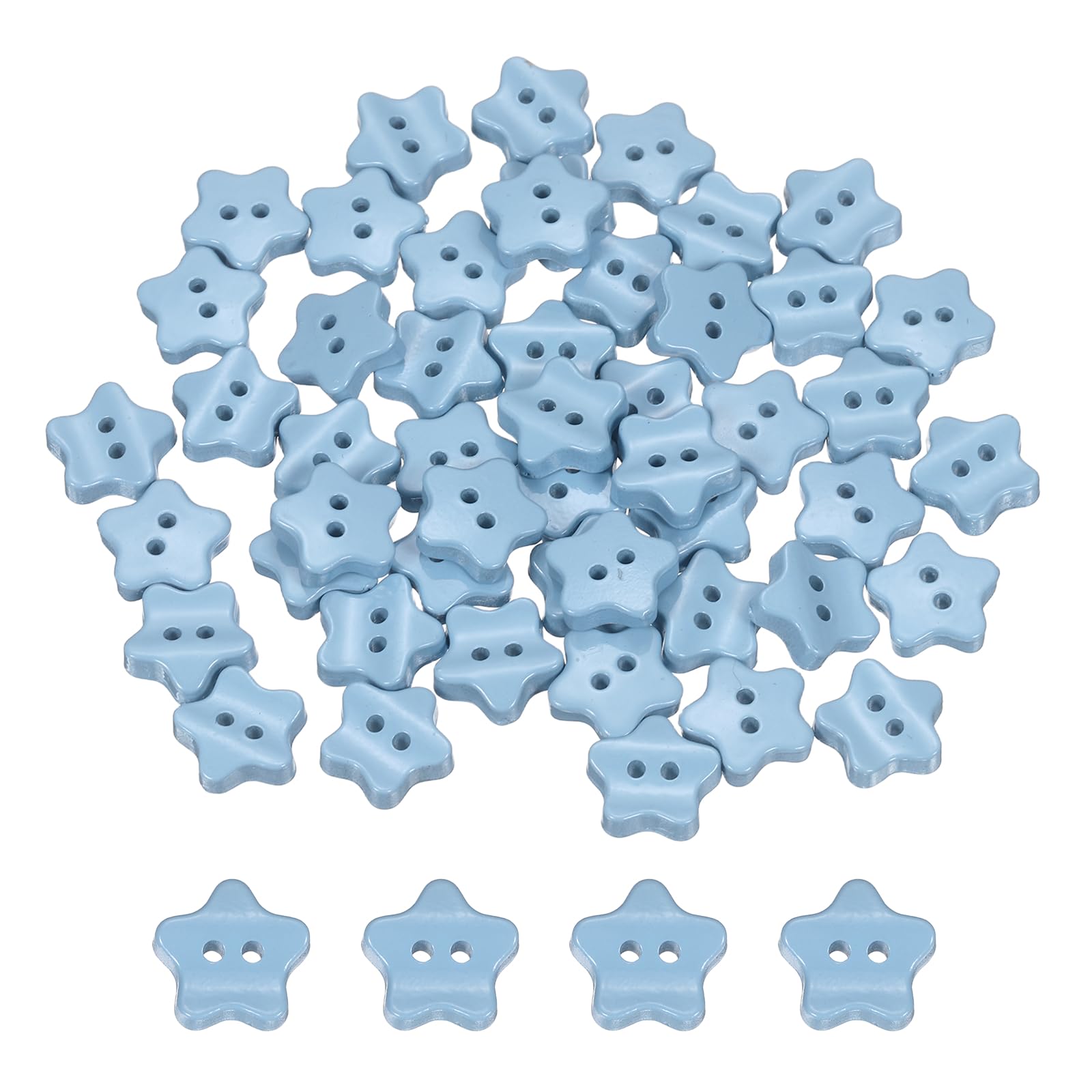 sourcing map 50Pcs Resin Buttons, 1/2" (12mm) 2 Holes Solid Color Sewing Craft Shirt Buttons for Sewing Blouse Coat Windbreaker Hat Doll Decoration DIY Crafts (Star, Blue)