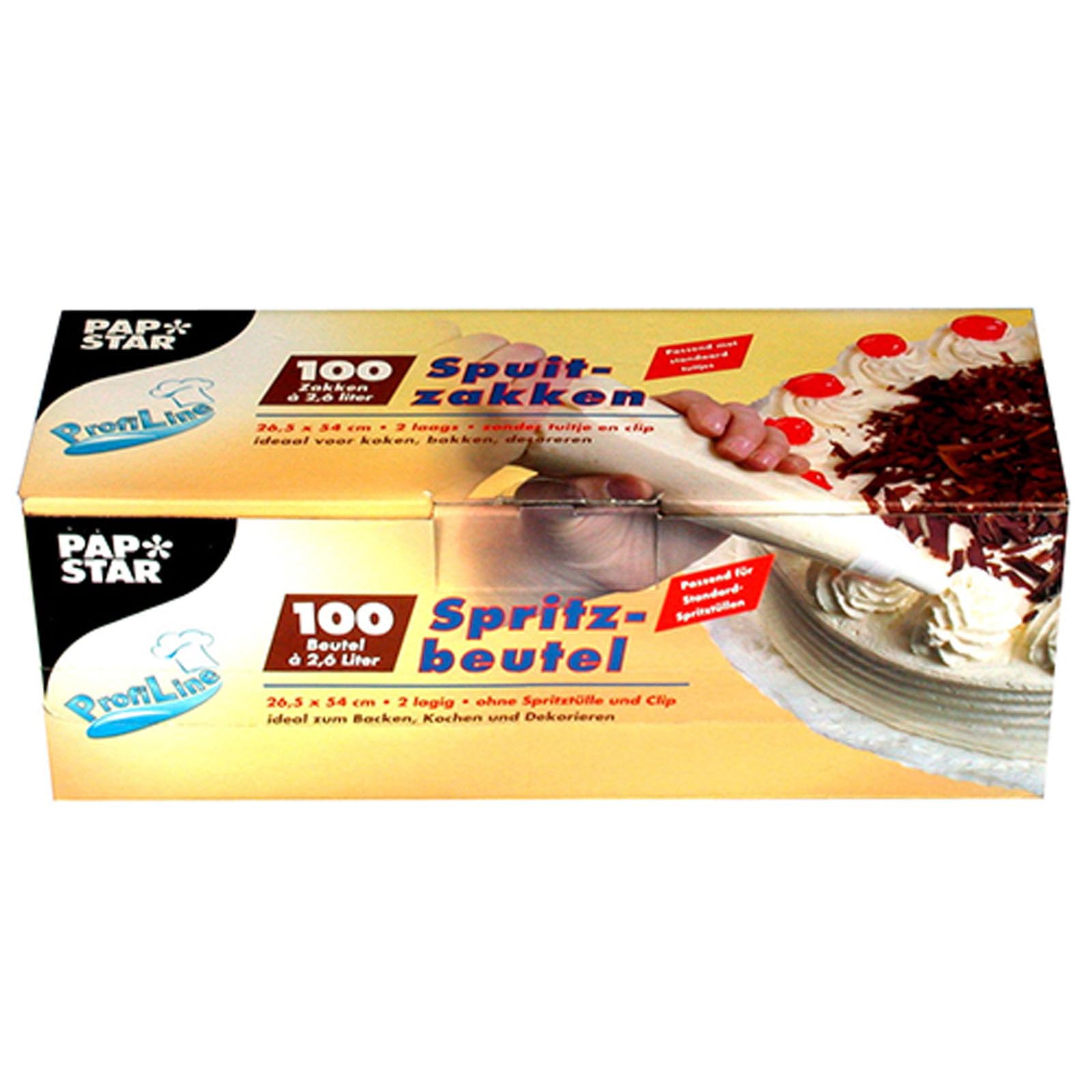 PAPSTAR 1 Karton = 12x100 Spritzbeutel 55 cm x 26,5 cm transparent 3-lagig 12488