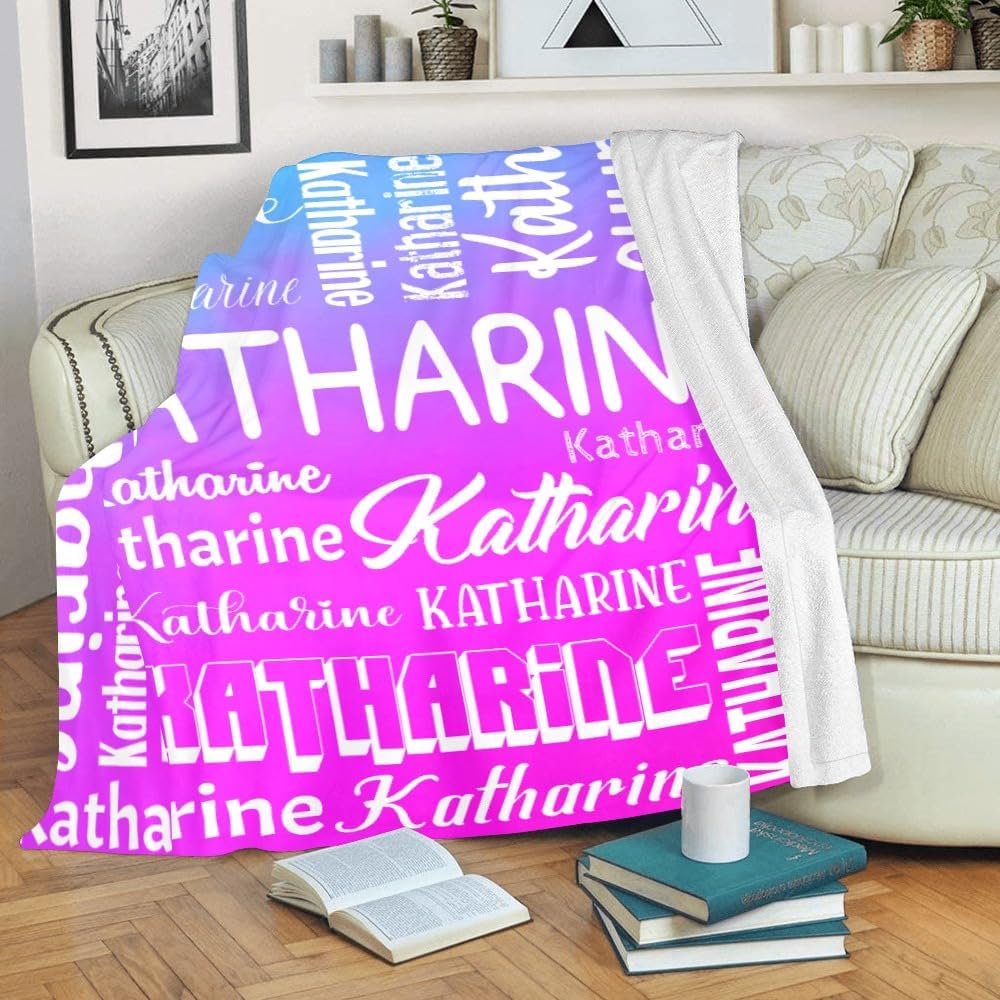 Personalized Blankets with Name Custom Blanket for Adult Kids Baby Customized Blanket Monogrammed Blankets Gifts for Women Men Girls Boys (Colorful Background 4, 60"x80")