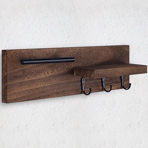 Miniatura 2 de Soporte para llaves de pared, estante decorativo de entrada con ganchos para llaves, correa de perro, lentes de sol, colgador de llaves con 3