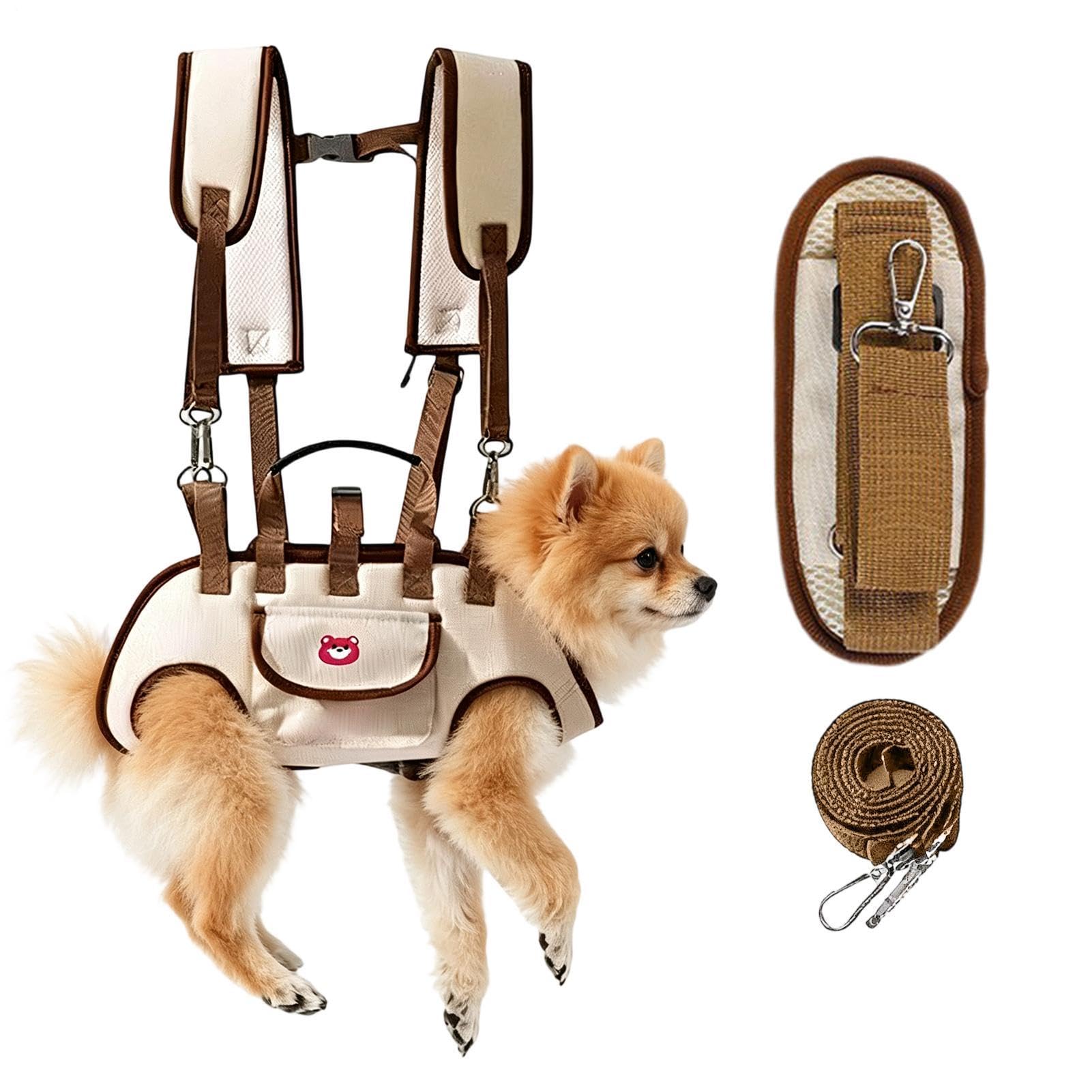 Mochila portamascotas ajustable para perros pequeños con correa de 1,5 metros de largo