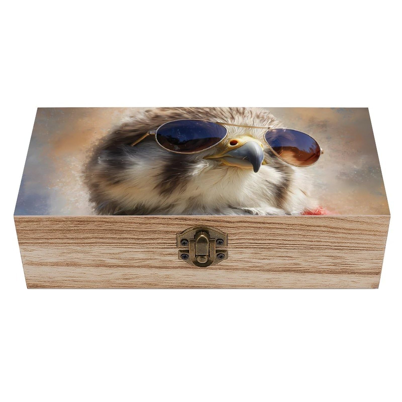 HLBSDM 4th of July Hawks U.S.A. Wooden Storage Box Craft Memory Keepsake Treasure Chest Box Jewelry Organizer