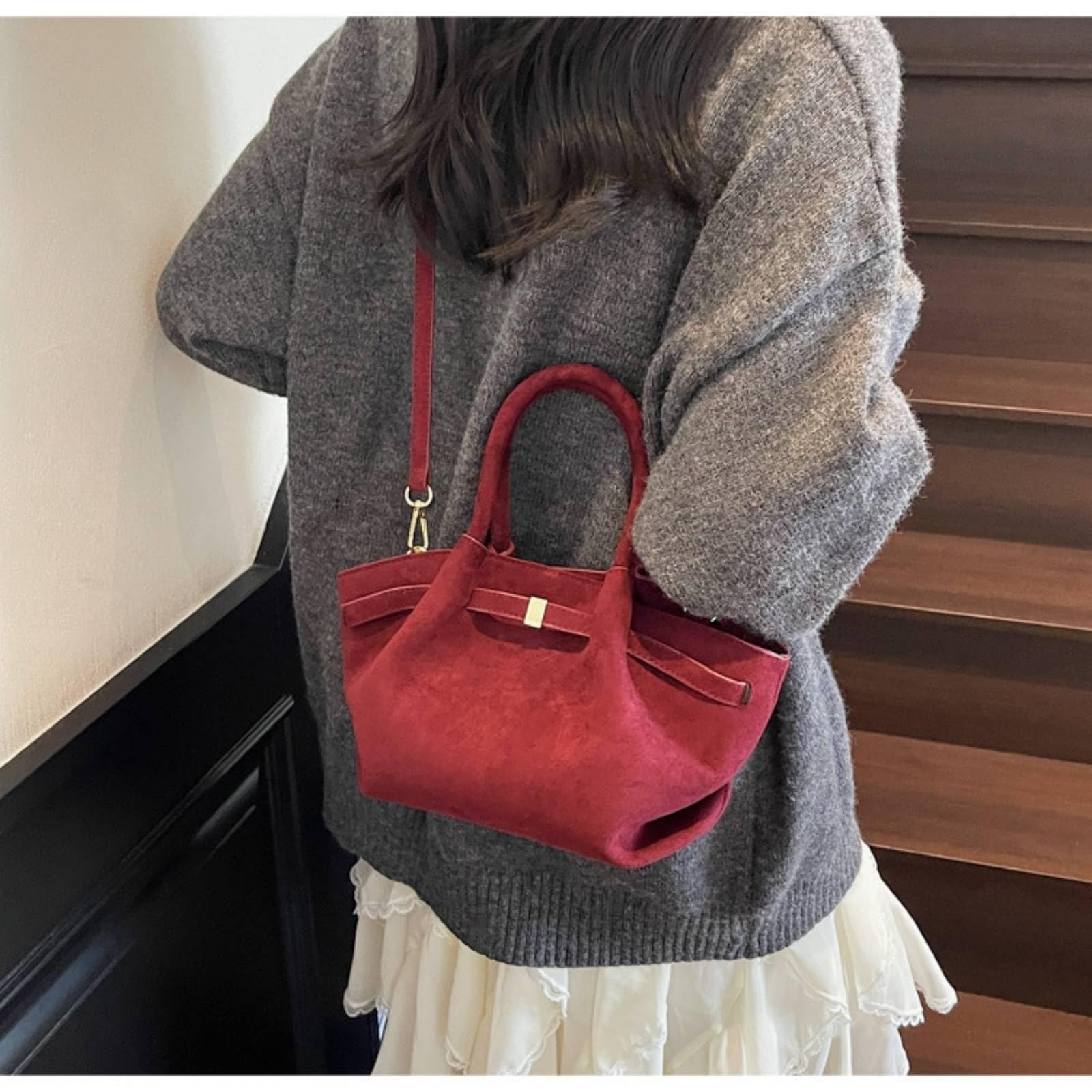 Borse da Donna Borsa Pu di Grande capacità con Cinturina Regolabile E Chiusura Hasp