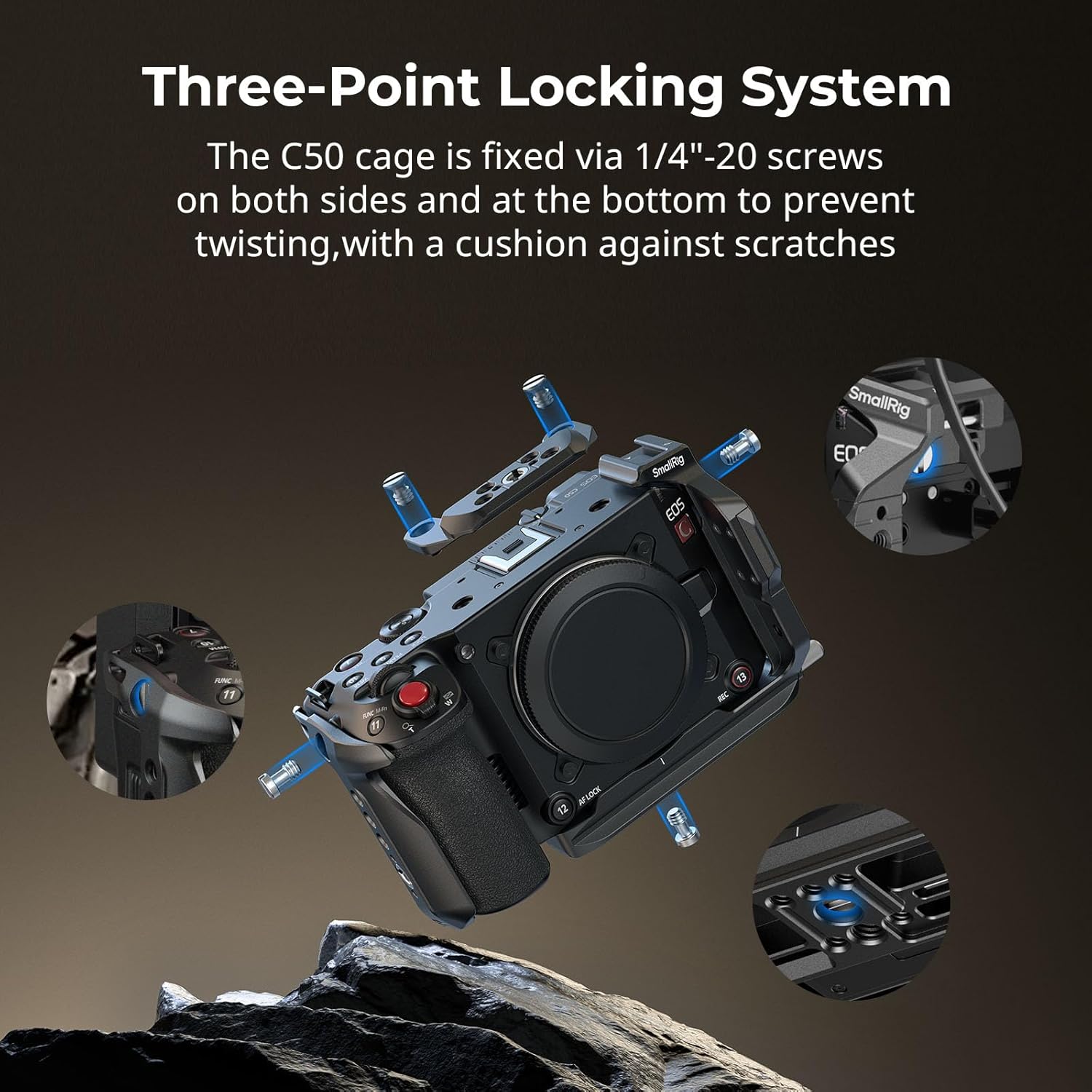 SmallRig Cage Kit for Canon C50 with XLR Handle Extension, Camera Cage with Cold Shoe Mount, Cable Clamp for HDMI, Built-in Quick Release Plate for Arca Tripod, Hand Strap - 5657