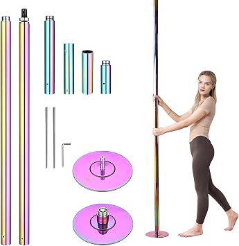 AW 9.25 FT Spinning Static Dancing Pole Kit, 45mm Adjustable Height Steel Pole, Professional-Grade Heavy-Duty Stripper Pole for Fitness Studio Club Party Gym