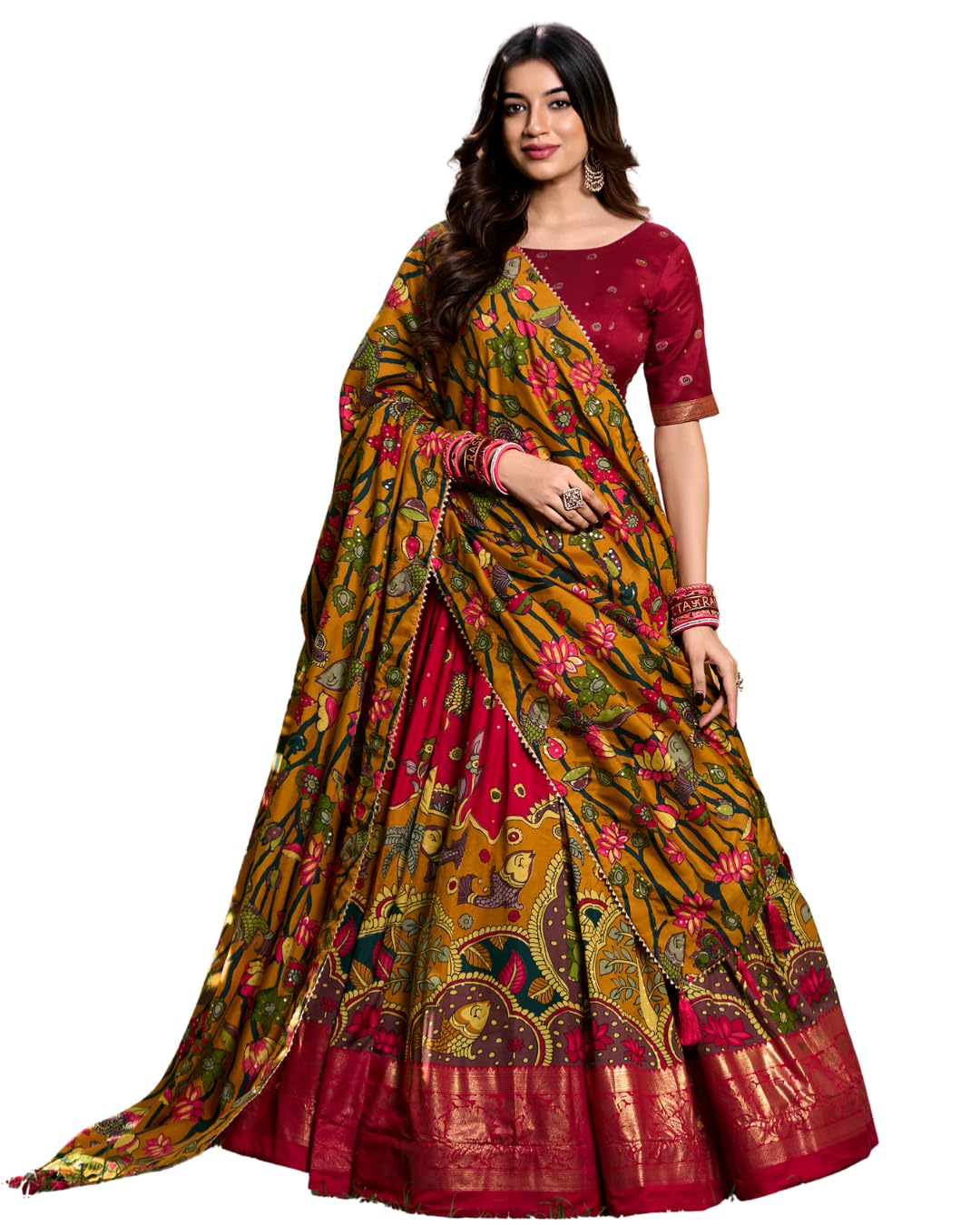 Elegant Tusser Silk printed Lehenga Choli for Women | Lehenga with Dupatta | Unstiched blouse