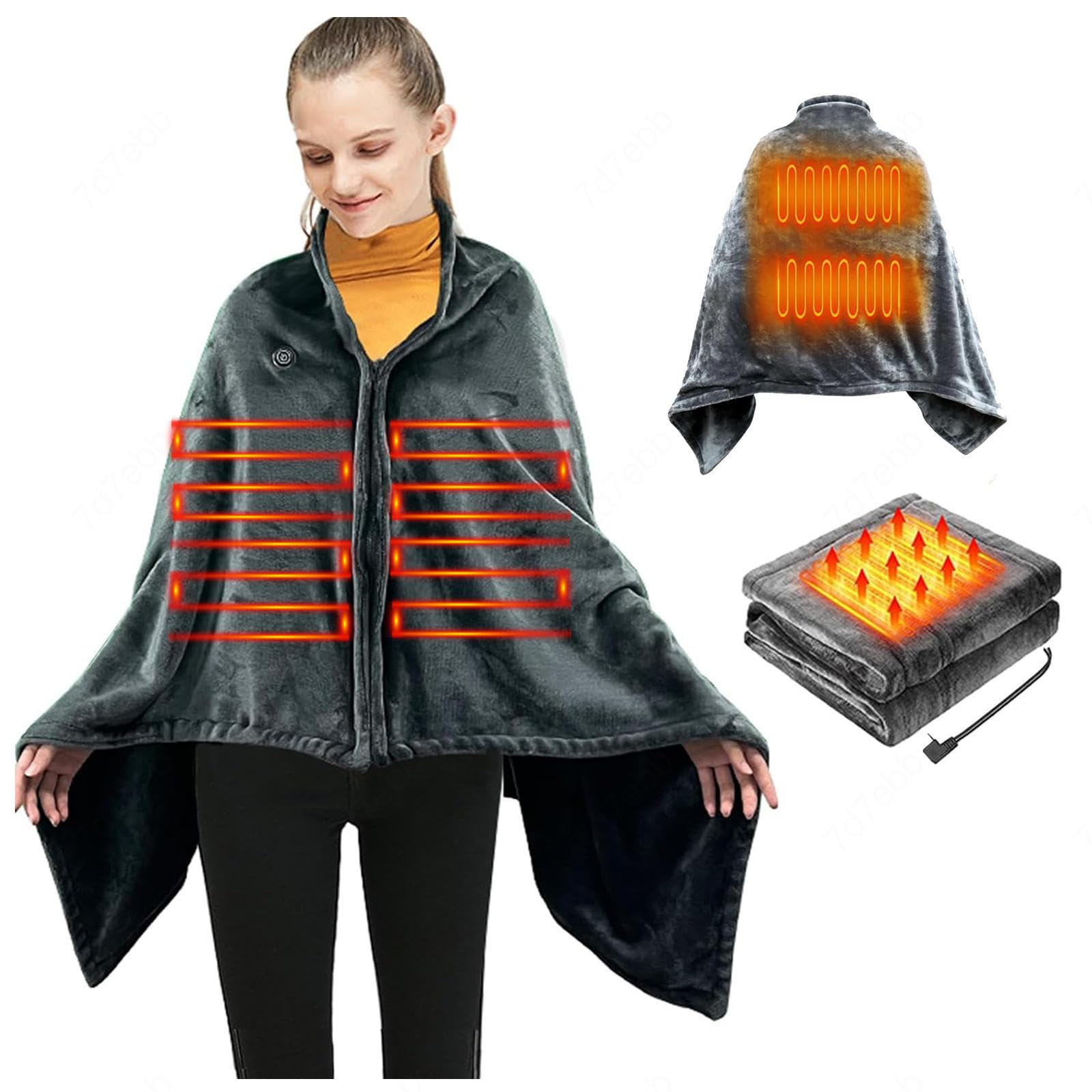 Coperta riscaldata USB, portatile, senza fili, accogliente, coperta riscaldata per casa, ufficio, viaggi, campeggio all'aperto