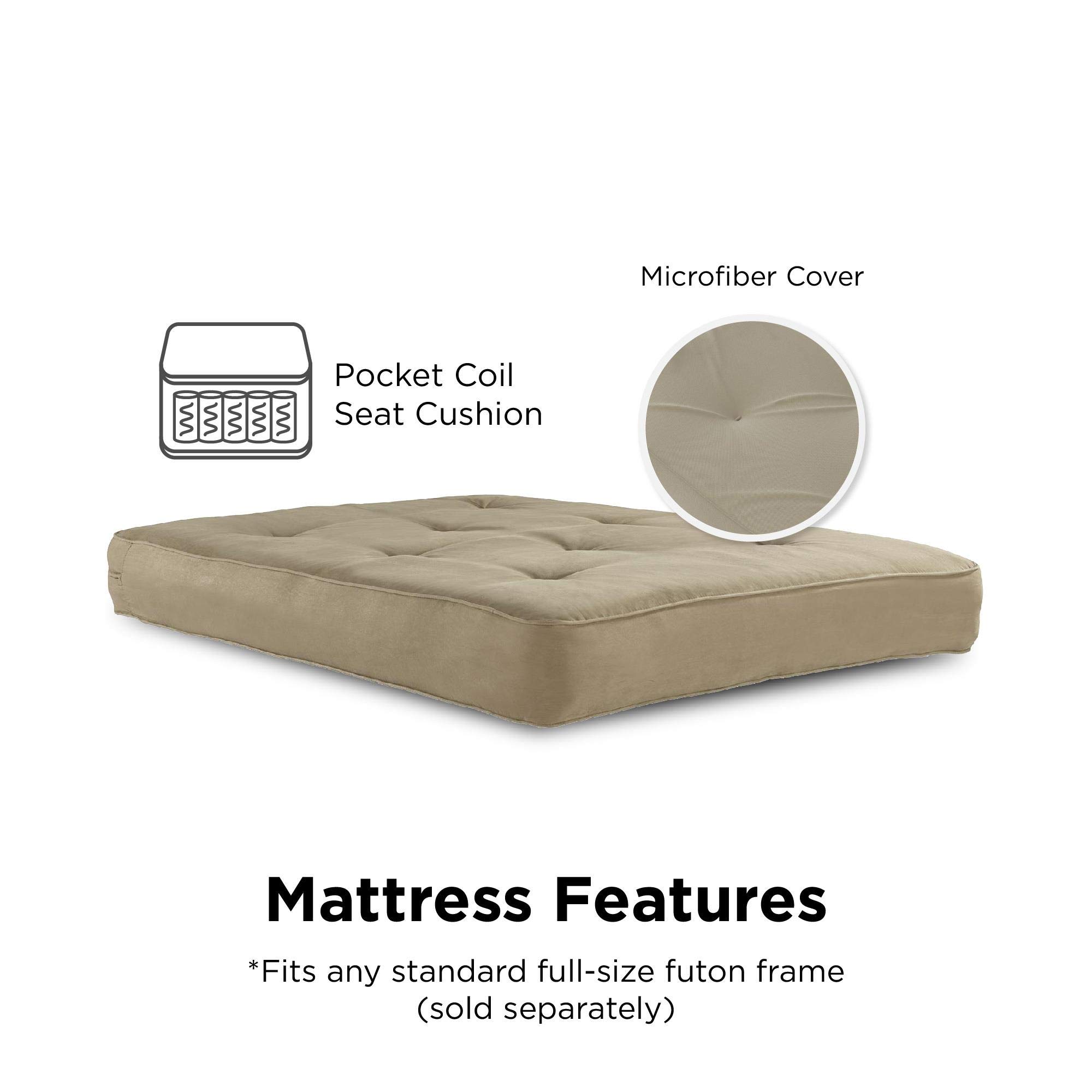 DHP 8 Inch Independently Encased Coil Futon Mattress, Tan Microfiber