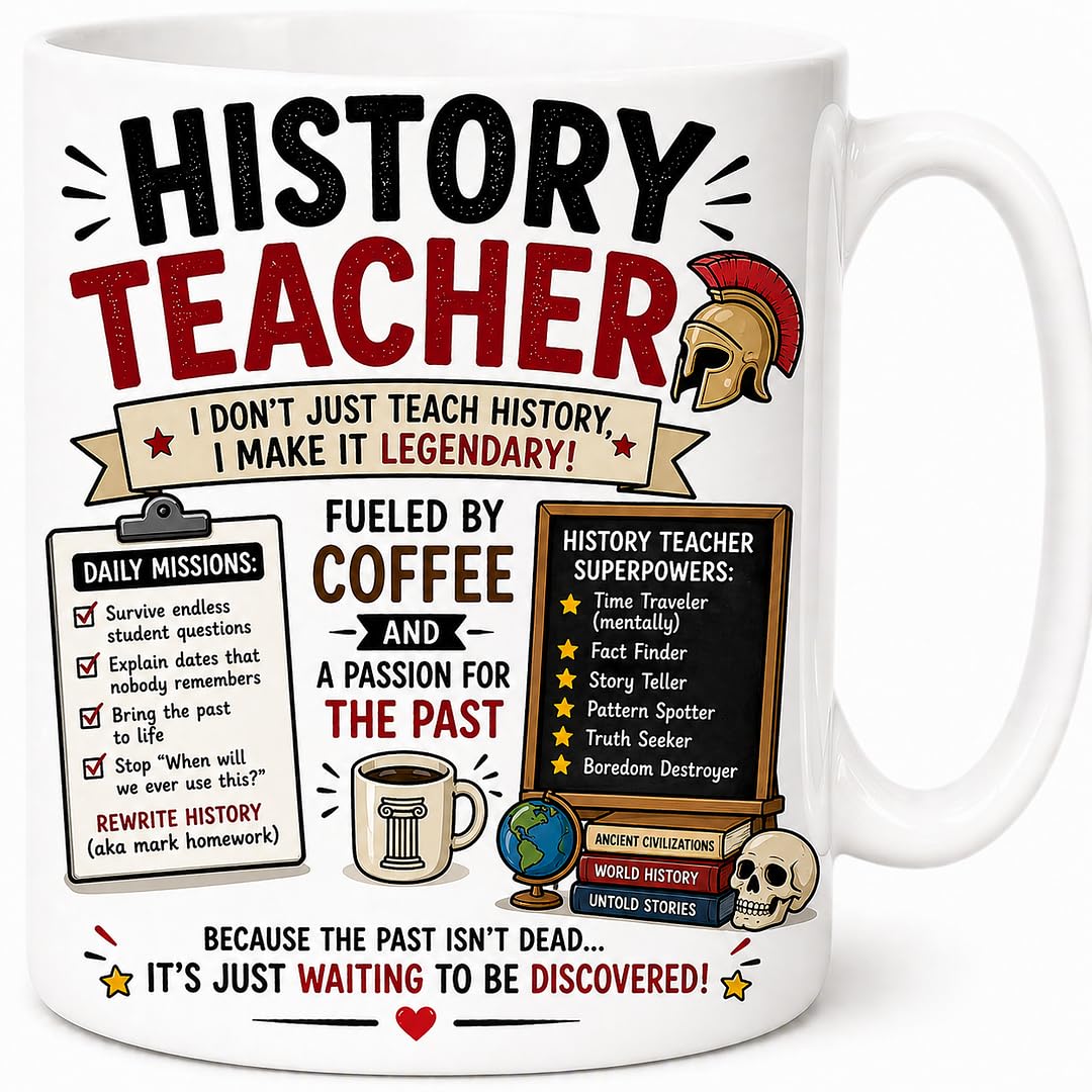 History Teacher Mug Funny School History Tutor Coffee Cup Ancient Civilisation Classroom End of Term Thank You Appreciation Gift Mug