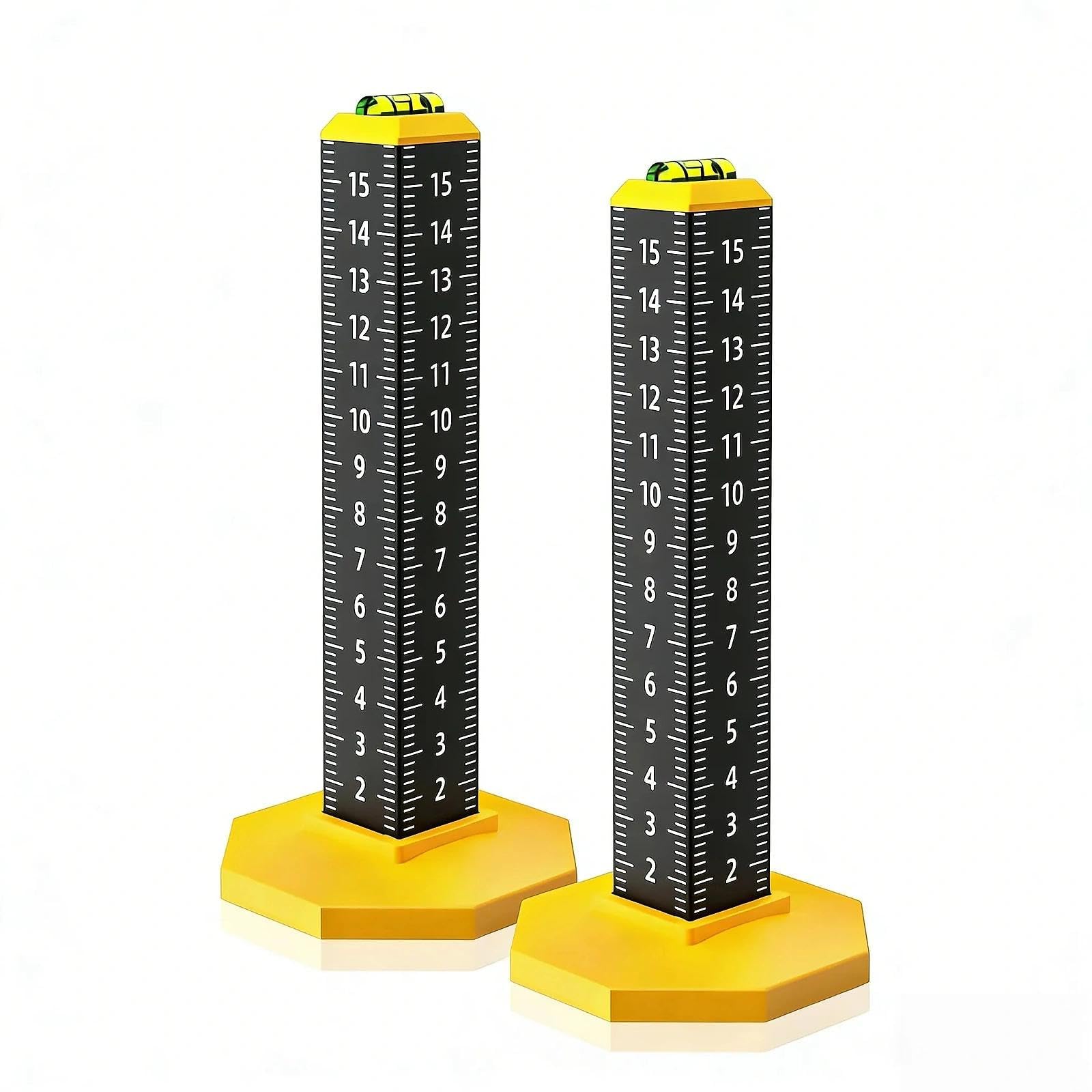 Pack of 2 Construction Height Ruler with Magnetic Base,Four-sided Scale for