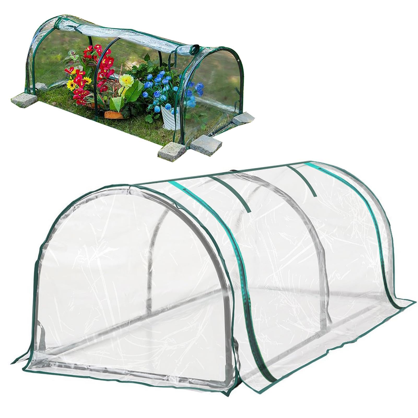 Small Greenhouse - Portable Greenhouse Cover, Garden Accessory Tent, Walk-in Greenhouse Tunnel, Greenhouses for Outdoors, Winter Greenhouses, 4.3 x 1.9 x 1.6 Feet, Bracket Not Included
