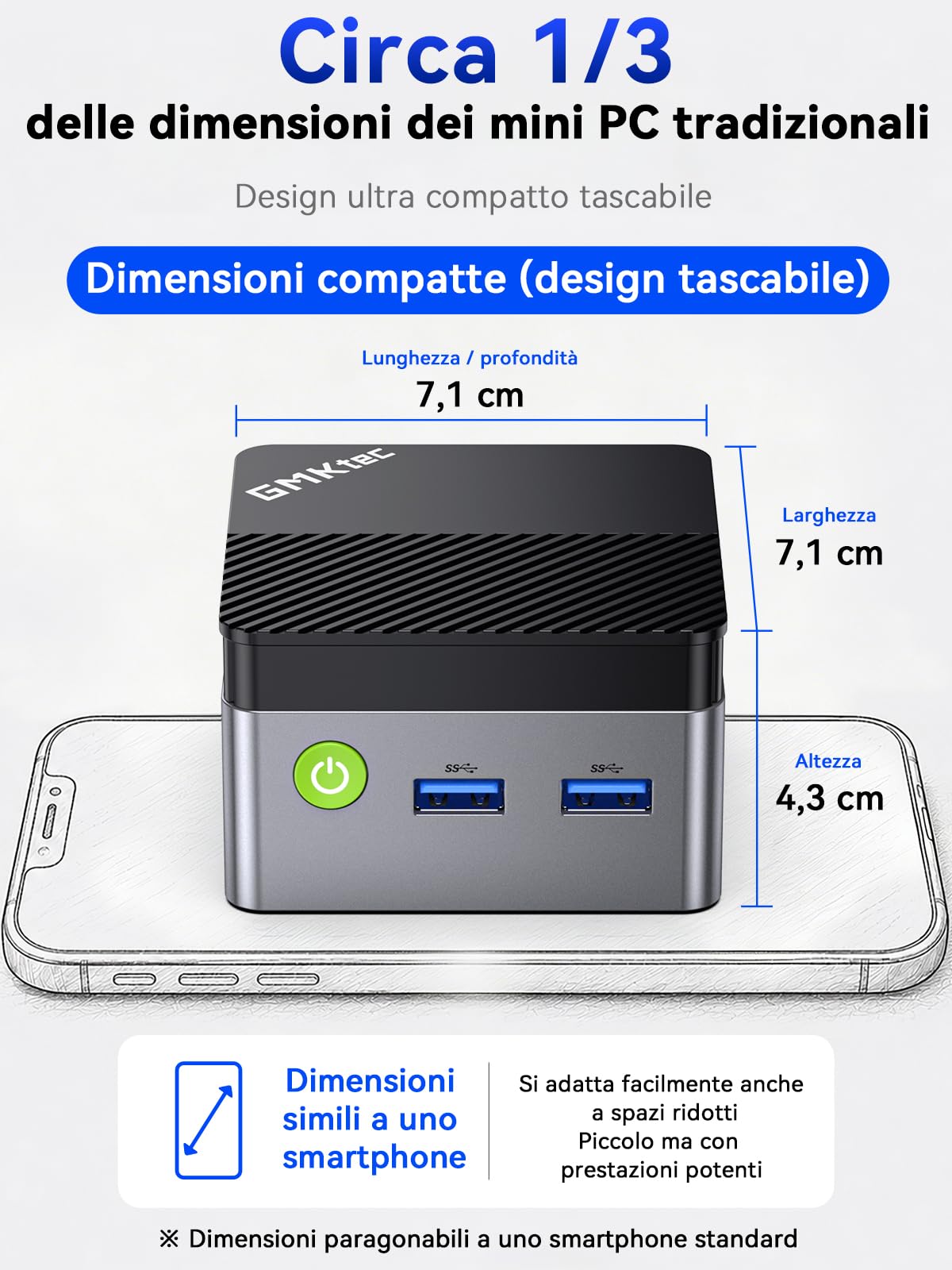 GMKtec G5S Mini PC, 3 anni di supporto, Mini Desktop Computer Intel N5095 migliore di N5030/J3355, 8GB LPDDR4 128GB SSD M.2, Doppio HDMI 4K@60Hz, USB 3.2 x3, WiFi 6, BT 5.2, Slot SD