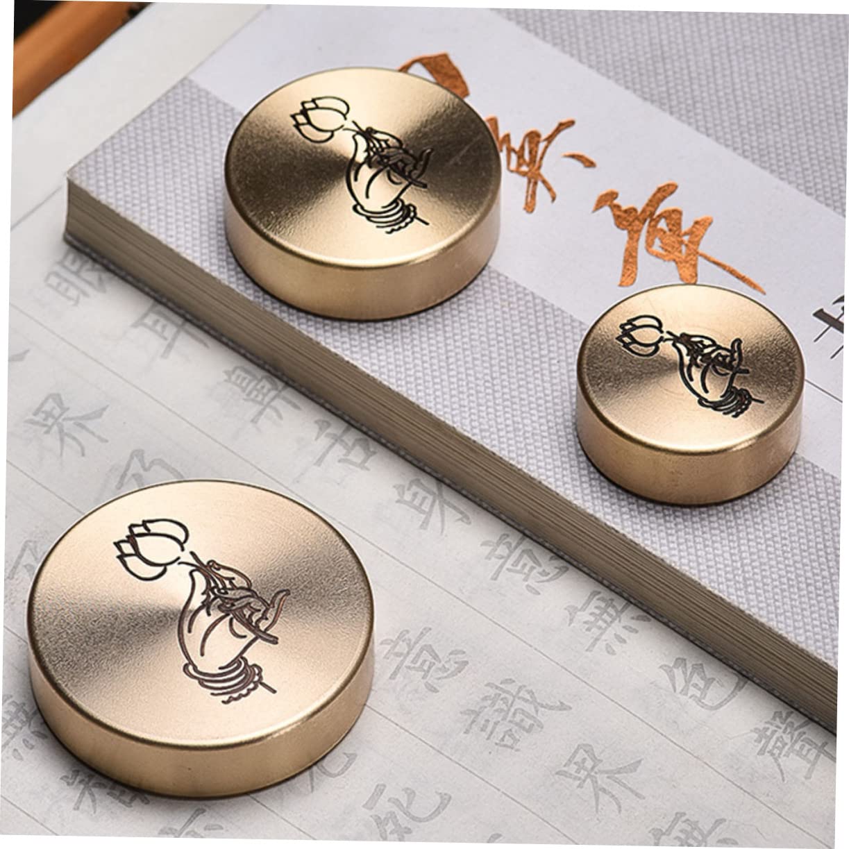 Didiseaon 3pezzi Peso Per Rame Vintage Fermacarte Rotondo Rame Per Calligrafia Cinese Accessorio Per Disegno e Scrittura Leggero e Facile Da Trasportare Design Elegante Per Artisti e