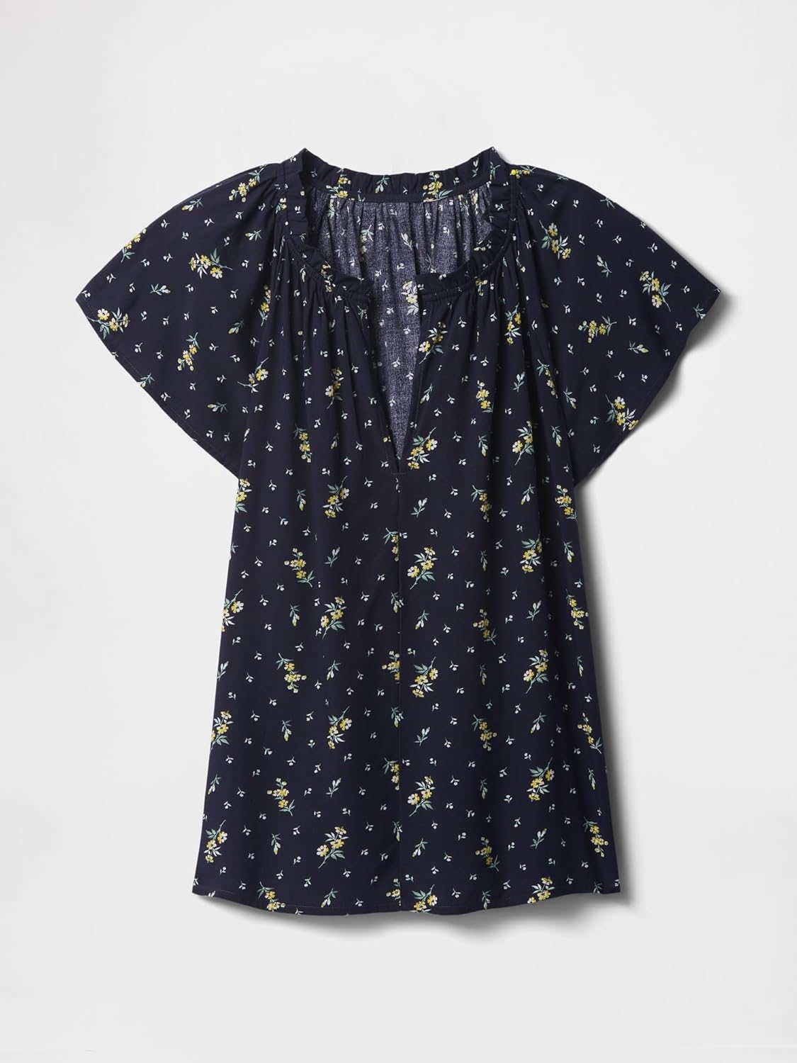 GAP Womens Splitneck Top Navy Floral XS - Image 5