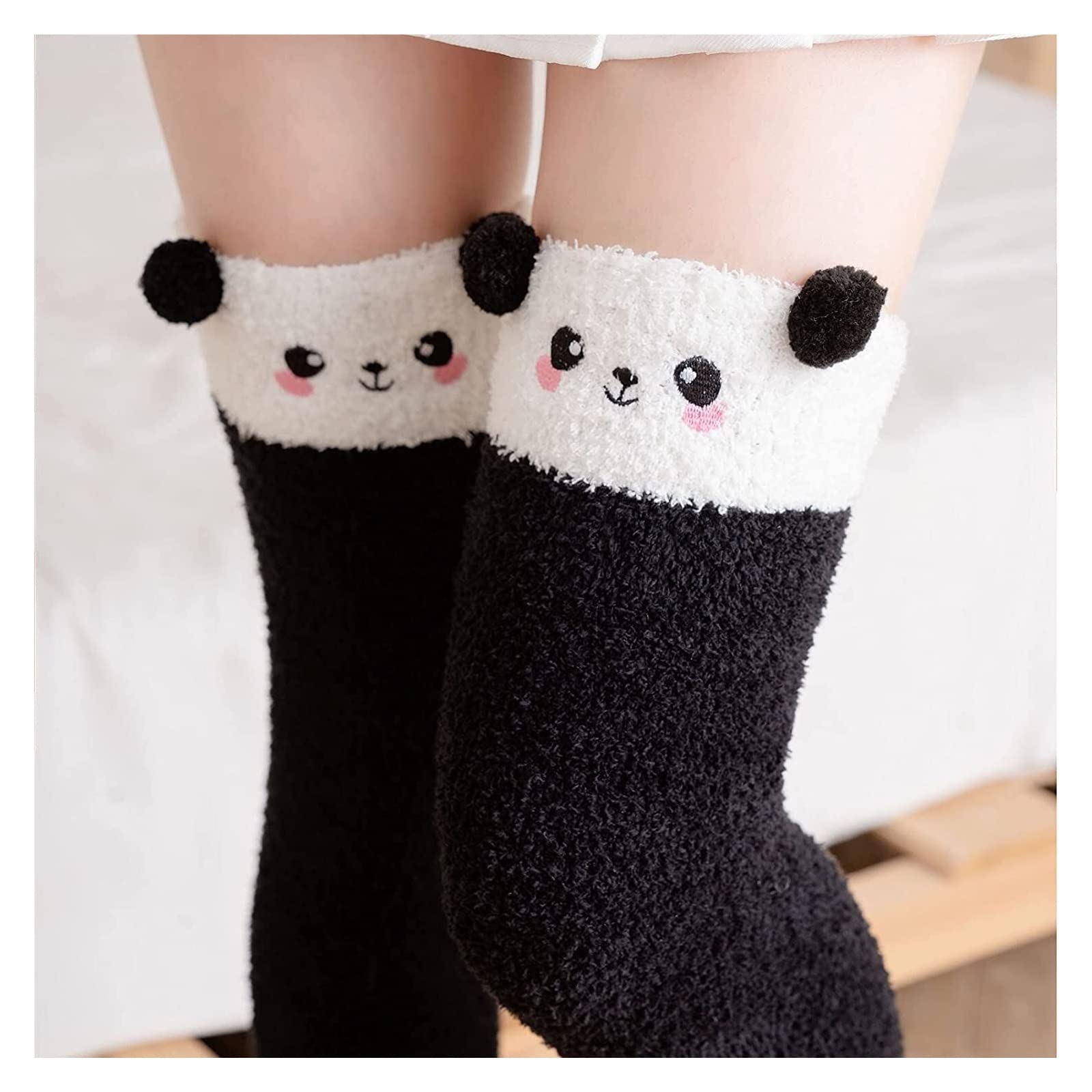 Calcetines Cómodos Calcetines Peludos Hasta El Muslo Para Mujer Medias Bonitas Por Encima De La Rodilla Altos Dibujos Animados Suaves Reforzada