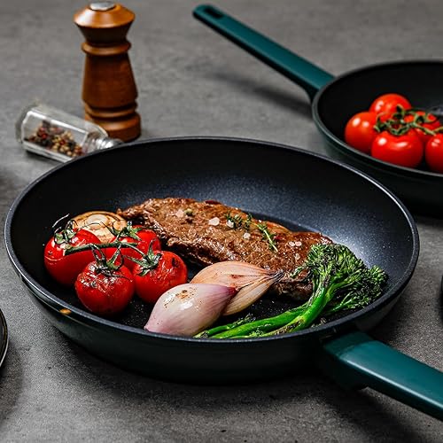 Miniatura 8 de Dr.HOWS URBAN - Sartén antiadherente con revestimiento ILAG Professional S de 9 pulgadas, color verde profundo, sartén antiadherente de aluminio,