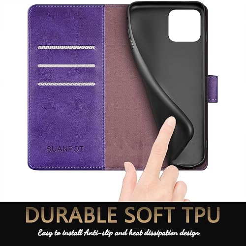 Miniatura 21 de SUANPOT for iPhone 13 Pro（Non iPhone 13 6.1 5G with RFID Blocking Wallet case Credit Card Holder,Flip Book PU Leather Phone case Shockproof Cover