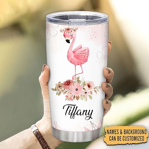 Vista 23 de Hyturle - Vaso de jirafa personalizado con aislamiento de acero inoxidable de 20 onzas, 30 onzas, taza de viaje para café, taza con tapa, regalos