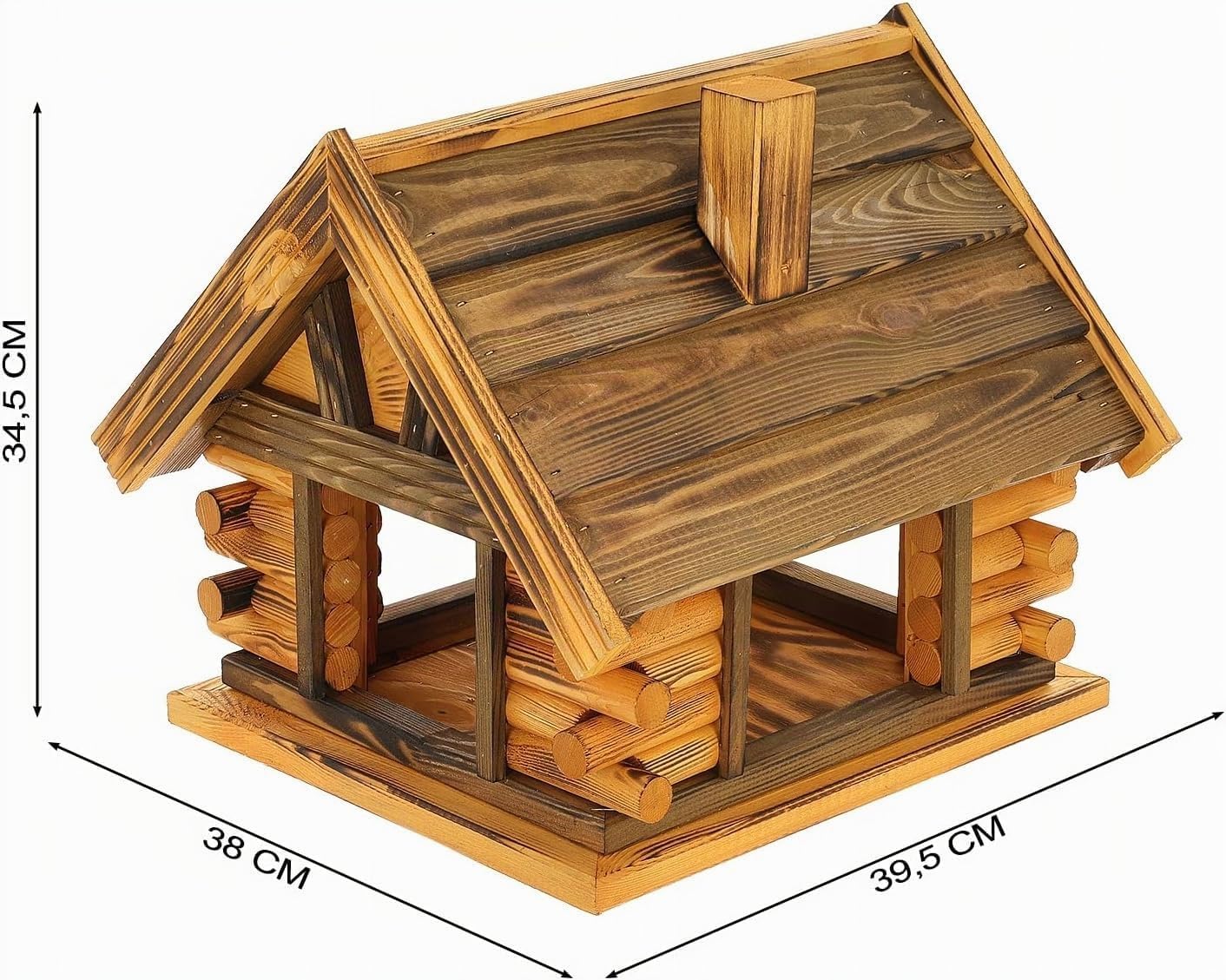 MAZUR Vogelfutterhaus aus Holz | 34,5x38x112 | Ständer | | Hand-Made | Vogelfutterspender | Vogelfutterstation | Vogelhaus | Vogelhäuschen | Kleinvögel, Gartenvögel, Singvögel, Wildvögel Wetterfest