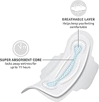 Vista 4 de Yaxa Basics Thick Maxi Pads with Flexi-Wings for Periods, Extra Long Length, Super Absorbency, Unscented, Size 3, 104 Count (4 Packs of 26)